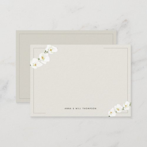 Ivory White Orchids Simple Elegant Wedding Couple Note Card