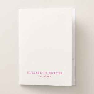 Ivory White & Pink Modern Elegant Chic Girly Pocket Folder