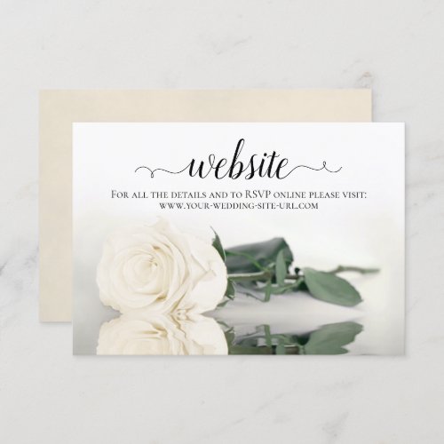 Ivory White Rose Elegant Wedding Website Enclosure Card