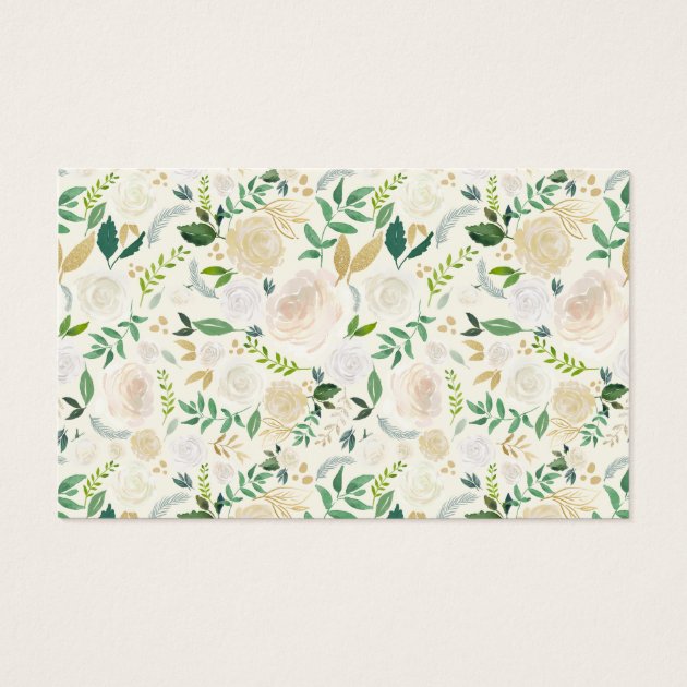 Ivory White Rose Floral Baby Shower Diaper Raffle Business Card