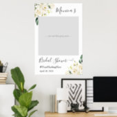 Ivory White Rose Floral Bridal Shower Photo Booth Poster (Home Office)