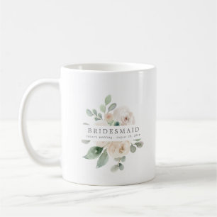 Ivory White Rose Floral Bridesmaid Coffee Mug
