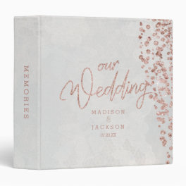 Ivory White & Rose Gold Glam Wedding Photo Album 3 Ring Binder