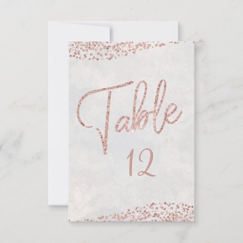 Ivory White  Rose Gold Glam Wedding Table Numbers