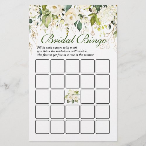 Ivory White Roses Double_Sided Bridal Shower Game