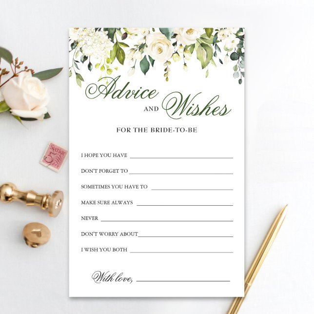 Ivory White Roses Floral Advice and Wishes card (Creator Uploaded)
