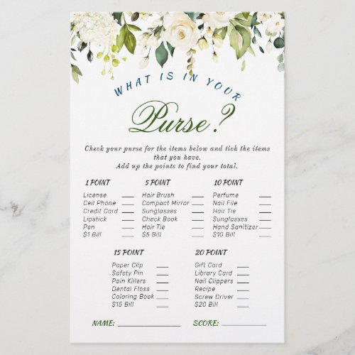 Ivory White Roses Floral Bridal Shower Game