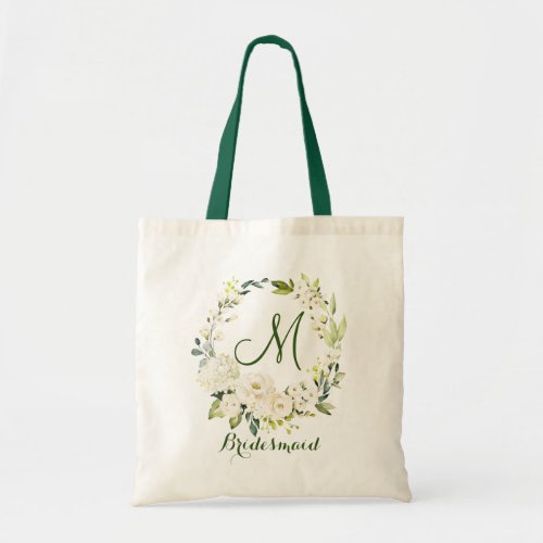 Ivory White Roses Floral Bridesmaid Tote Bag