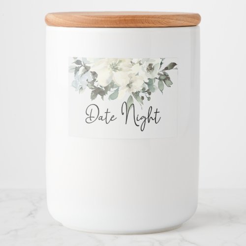 Ivory White Roses Floral Date Night Jar Food Label