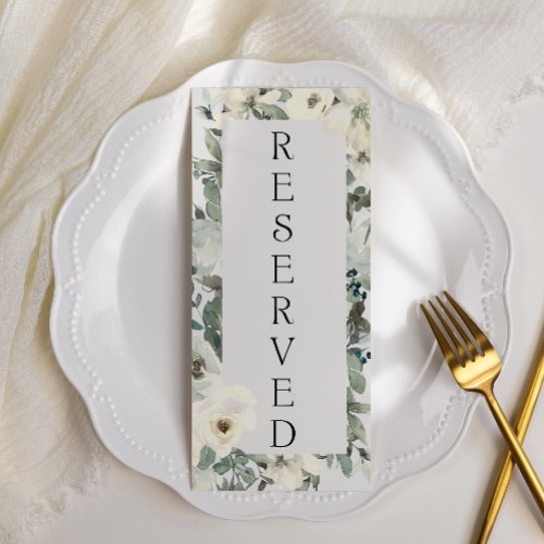 Ivory White Roses Floral Reserved Seating Menu