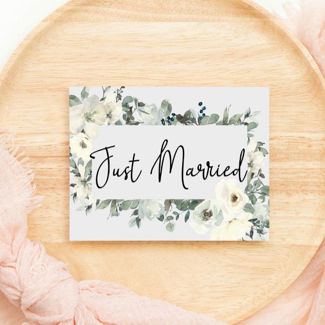 Ivory White Roses Floral Wedding Just Married (Creator Uploaded)