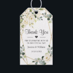 Ivory White Roses Greenery Wedding Favor Thank You Gift Tags<br><div class="desc">Attach these rustic chic tags to your wedding favors to say thank you to guests in summery style. All text is editable for ultimate customization.</div>