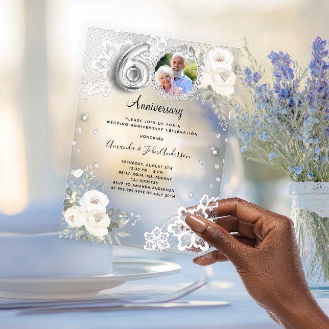 Ivory white roses sage green wedding luxury acrylic invitations (Creator Uploaded)