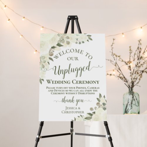 Ivory White Roses Unplugged Wedding Ceremony Foam Board