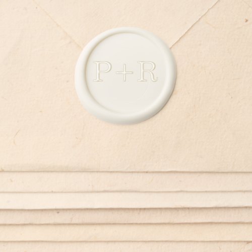 Ivory White Simple Bride and Groom Initials  Wax Seal Sticker