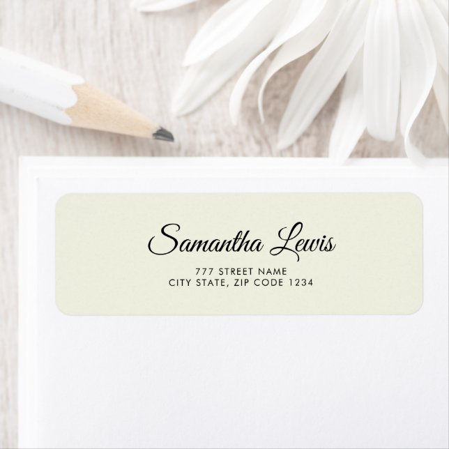 Ivory White Simple Elegant Script Return Address Label (Insitu)