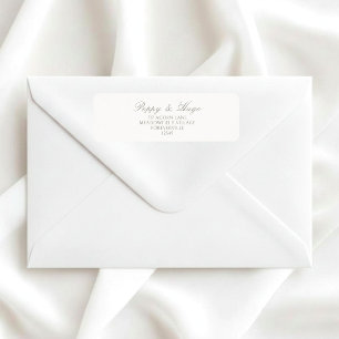 Ivory White Simple Wedding Return Address Label