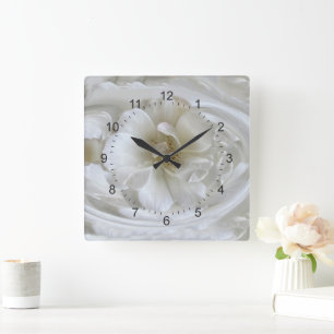 Ivory white square wall clock