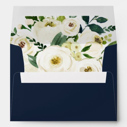 Ivory white watercolor floral envelope