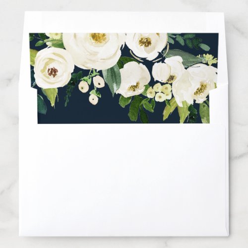 Ivory white watercolor floral wedding envelope liner