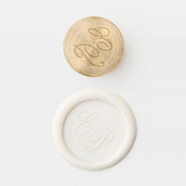 Ivory white wedding initials wax seal stamp (Stamped)