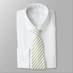 Ivory White with Charcoal Gray Pinstripes Neck Tie