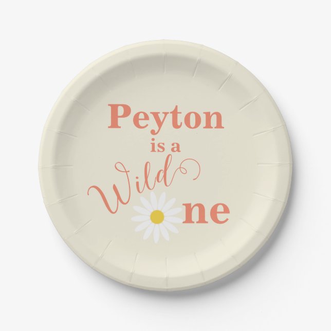Ivory Wild One First Birthday Paper Plates (Front)