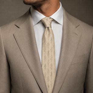 Ivory Wildflower Botanical Sage Green Rustic Neck Tie