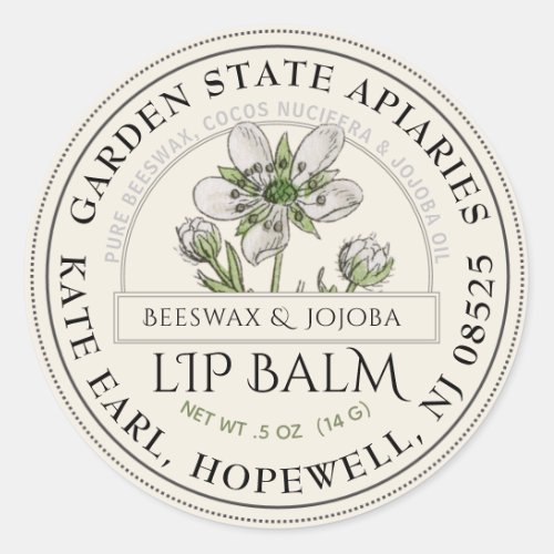 Ivory Wildflower Lip Balm Label