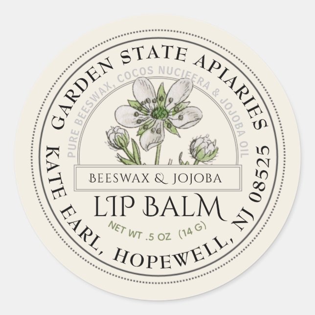 Ivory Wildflower Lip Balm Label (Front)