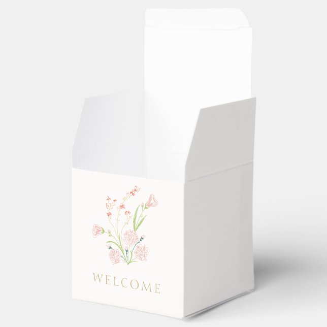 Ivory | Wildflower Welcome | Thank You Wedding  Favor Boxes (Opened)