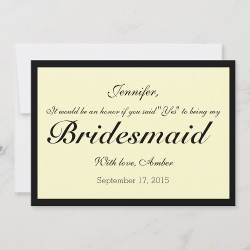 Ivory Will You Be My Bridesmaid Invitation