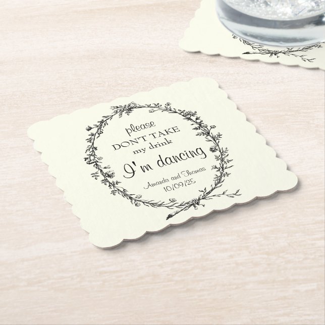 Ivory With Bench Wreath Coasters  (Angled)