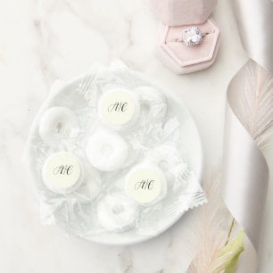 Ivory with Black Stylized Initials Wedding Life Saver® Mints