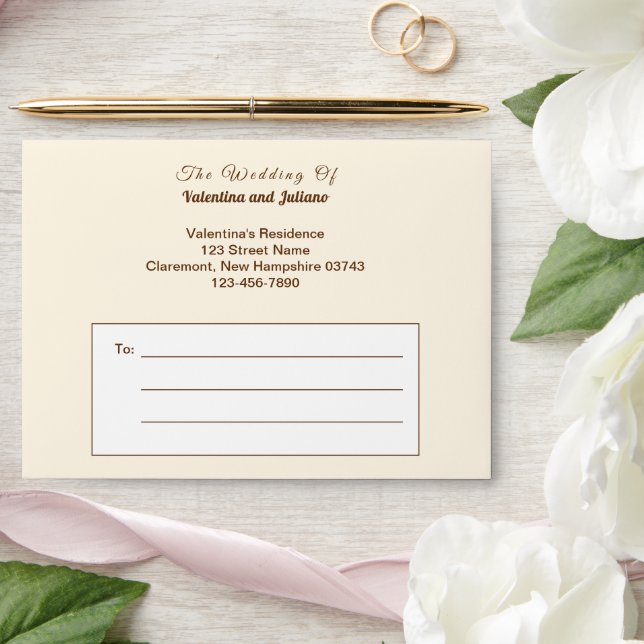 Ivory with Brown Text Wedding Envelope (Wedding)