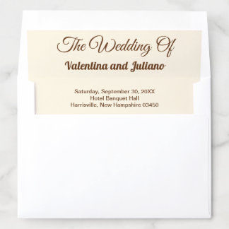 Ivory With Brown Typography Wedding Envelope Liner