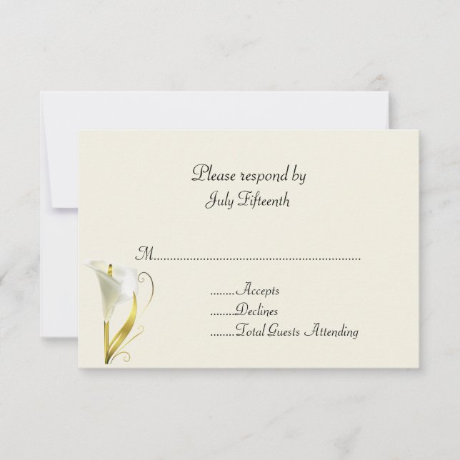 Ivory with Calla Lily Wedding RSVP Card (Front)