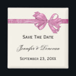 Ivory with Pink Ribbon Bow Save The Date Magnet<br><div class="desc">Ivory background with Pink Variegated Bow and Ribbon Save The Date Magnet. Personalize with your own information. If you need to move the text,  or change the size,  font,  or color,  click Customize It. If you need help,  please send me a message through my store.</div>