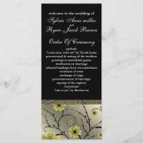 ivory yellow and black floral Wedding program
