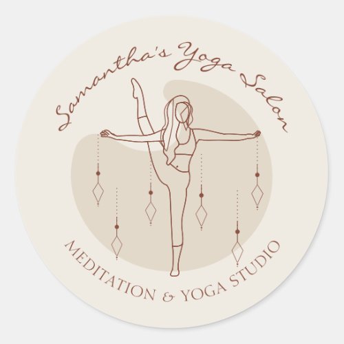 Ivory Yoga Pilates Spiritual Gym Coach Salon Classic Round Sticker