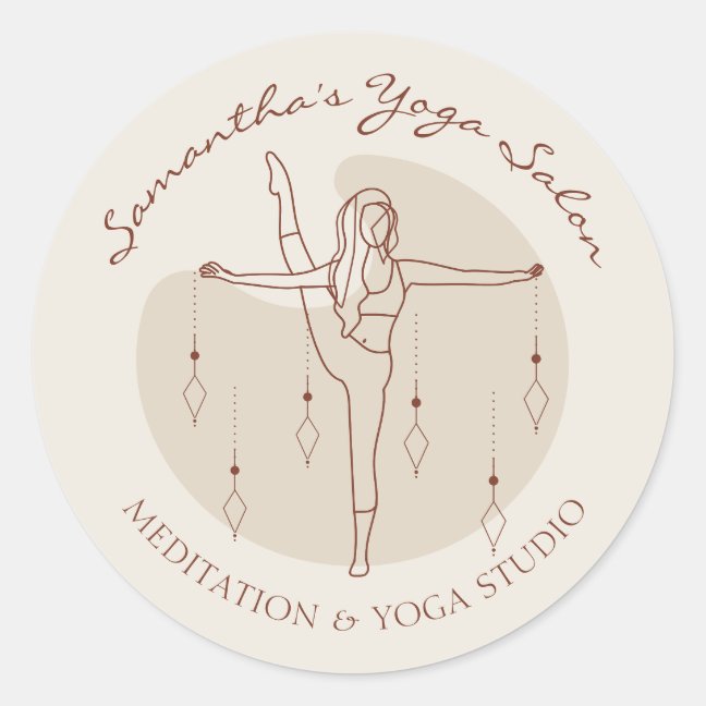 Ivory Yoga Pilates Spiritual Gym Coach Salon Classic Round Sticker