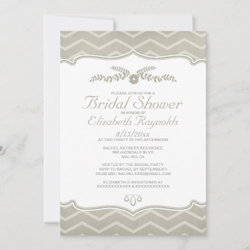 Ivory Zigzag Bridal Shower Invitations