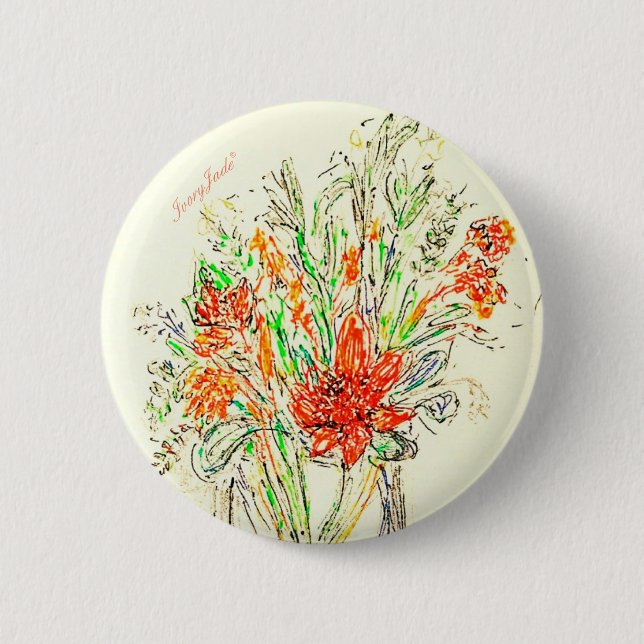 IvoryJade Floral Badge Button (Front)