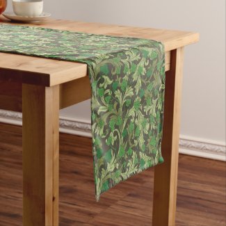 Ivy and Acanthus Leaves Greens Table Runner