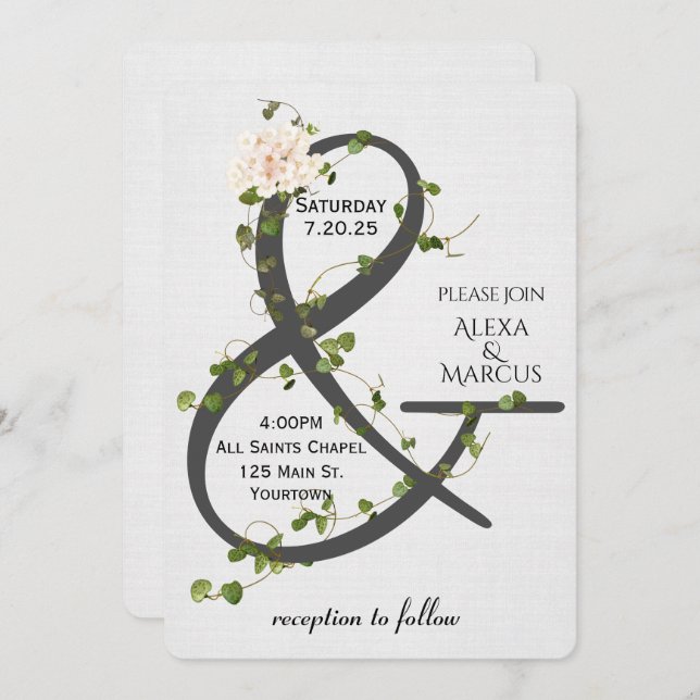 Ivy and Ampersand Wedding Invitation (Front/Back)