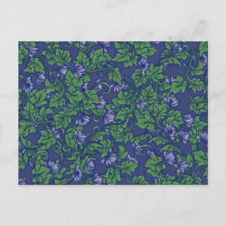 Ivy Blues Pattern blue floral green earthy art Postcard