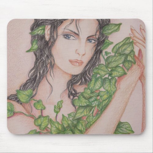 Ivy Bride Girl Portrait Pencil Art Illustration Mouse Pad