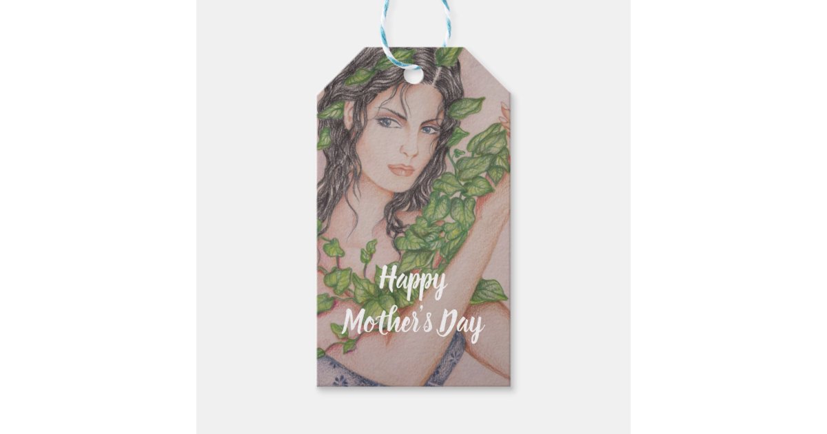Ivy Bride Girl Portrait Pencil Sketch Mother S Day Gift Tags