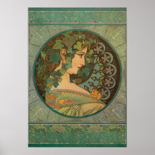 Ivy by Alphonse Mucha, Art Nouveau Nature Goddess  Poster