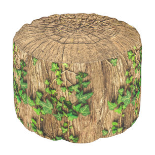 Ivy Covered Tree Stump Pouf